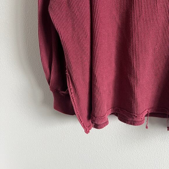 Free People Asher Thermal Oversized V-Neck Stolen Kiss Sweater M Boho Chic Cozy - Picture 2 of 7